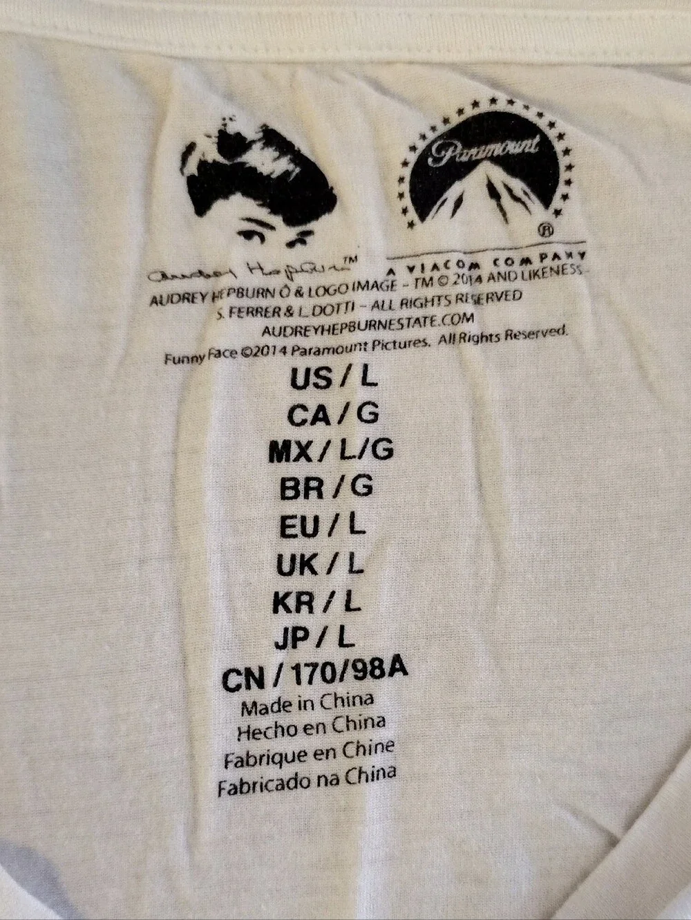 Y2K 2000s Audrey Hepburn Graphic White & Black Tee SZ Large Rockabilly Retro